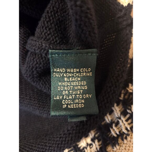 Lauren Ralph Lauren Southwestern Aztec Knit Sweater Tunic Womens 1X Cotton black - Picture 9 of 9